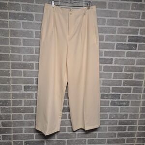 Elodie Pants Womens Beige‎ Pleated Wide Leg Trouser Polyester Career Size XL
